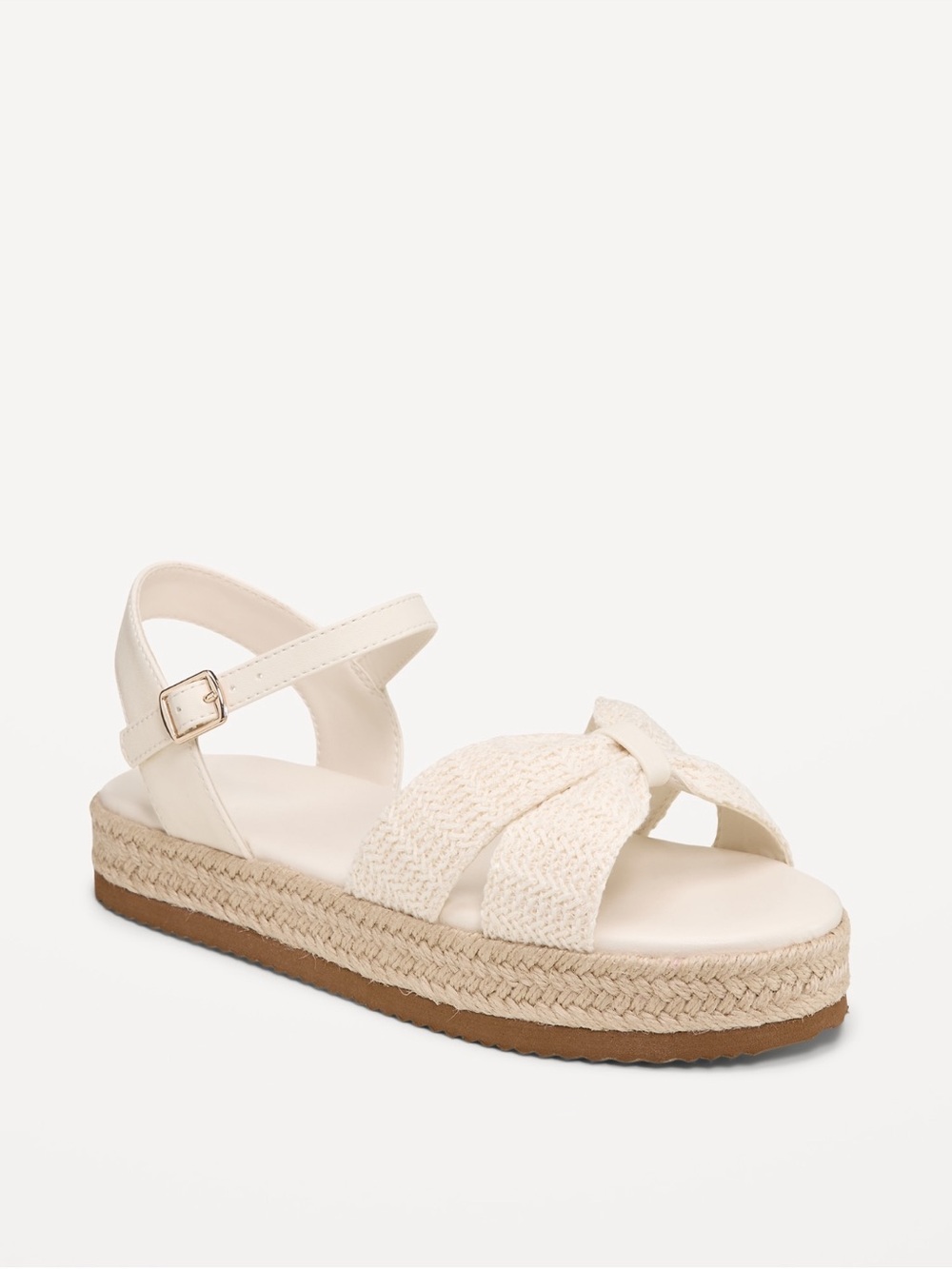 Kids Cream Braided Platform Sandals